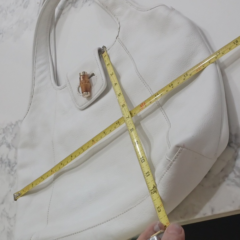 14IN PURE WHITE TALBOTS LEATHER BAG - Picture 15 of 17